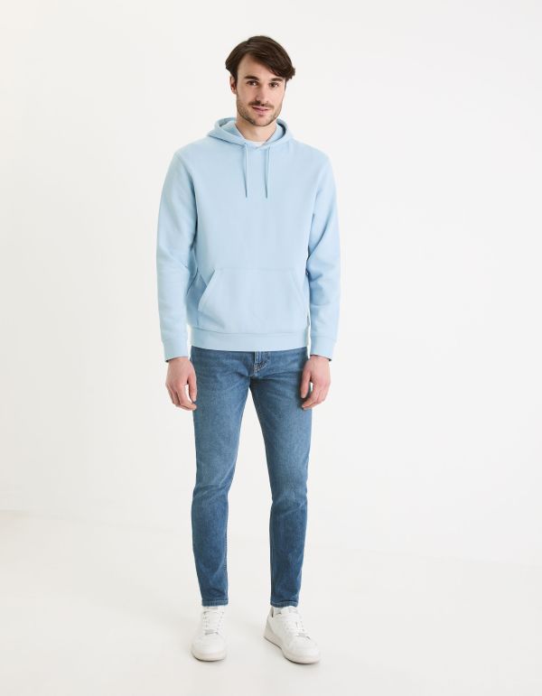 Sweat à  capuche 100% coton - bleu ciel