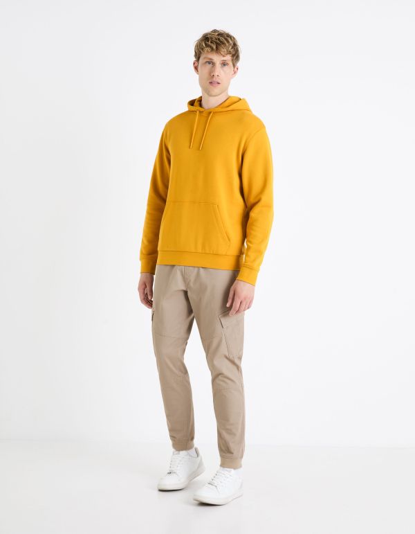 Sweat à capuche 100% coton - jaune