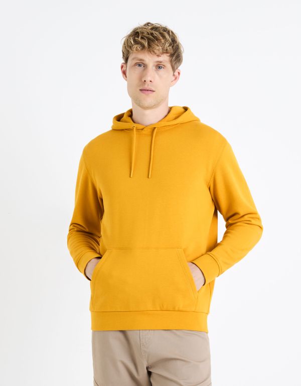 Sweat à capuche 100% coton - jaune