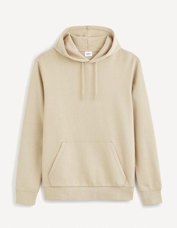 Sweat à capuche 100% coton - taupe clair