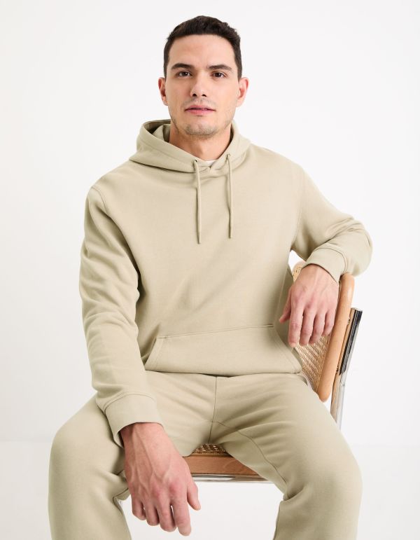 Sweat à capuche 100% coton - taupe clair