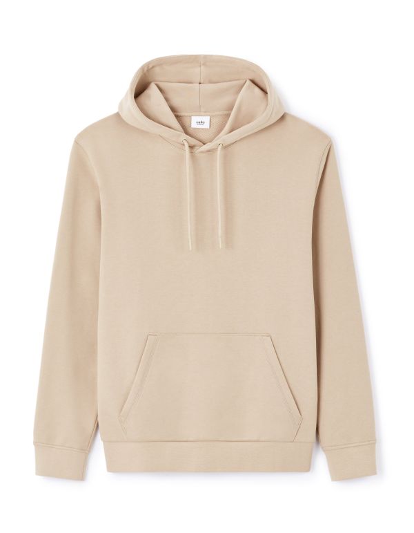 Sweat regular capuche 100% coton - beige