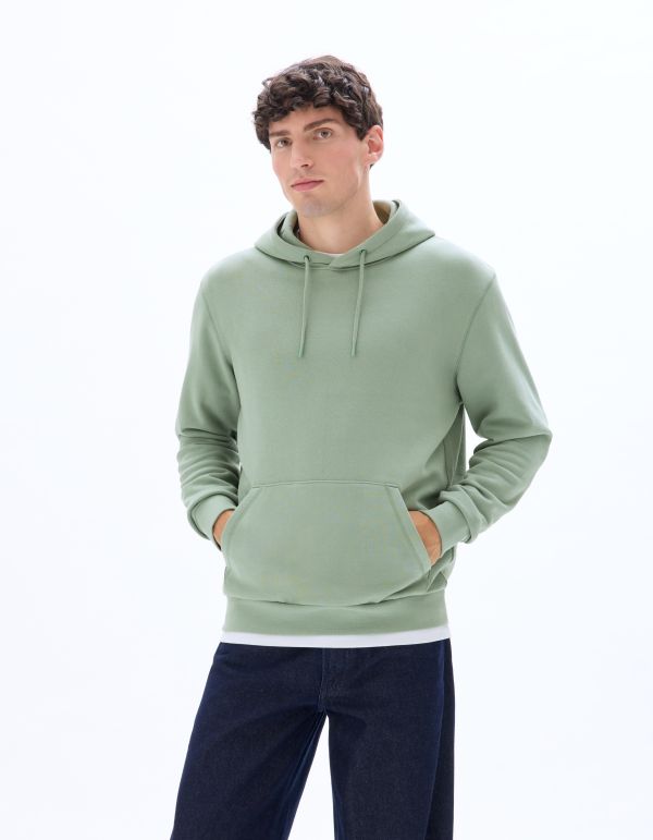 Sweat regular à capuche 100% coton - bleu vert