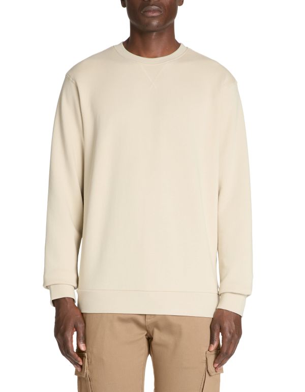 Sweat col rond 100% coton - beige