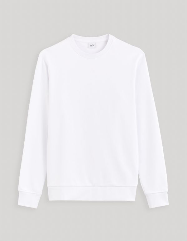 Sweat col rond 100% coton - blanc