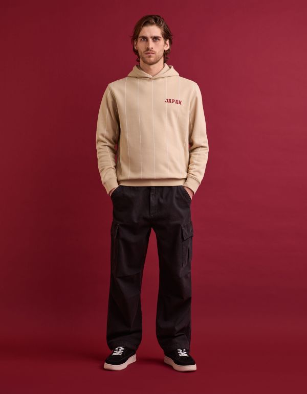 Sweat à capuche coton mélangé - beige