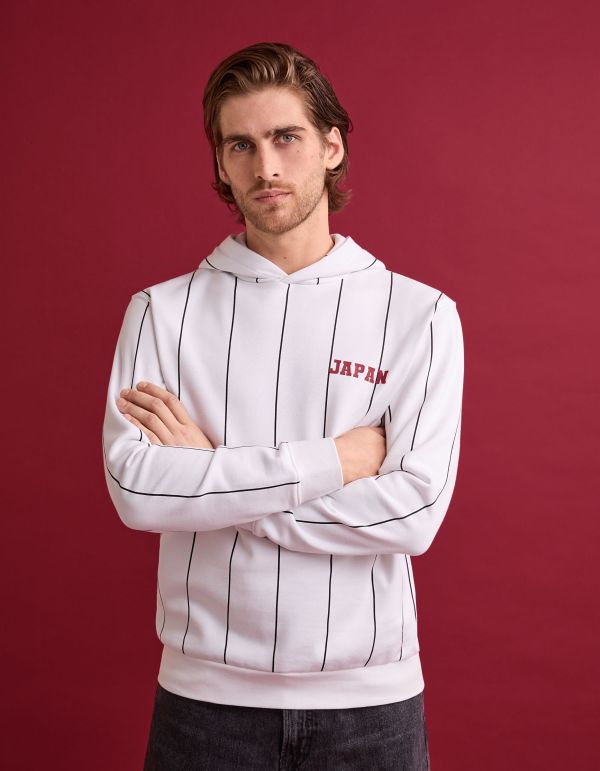 Sweat à capuche coton mélangé - blanc