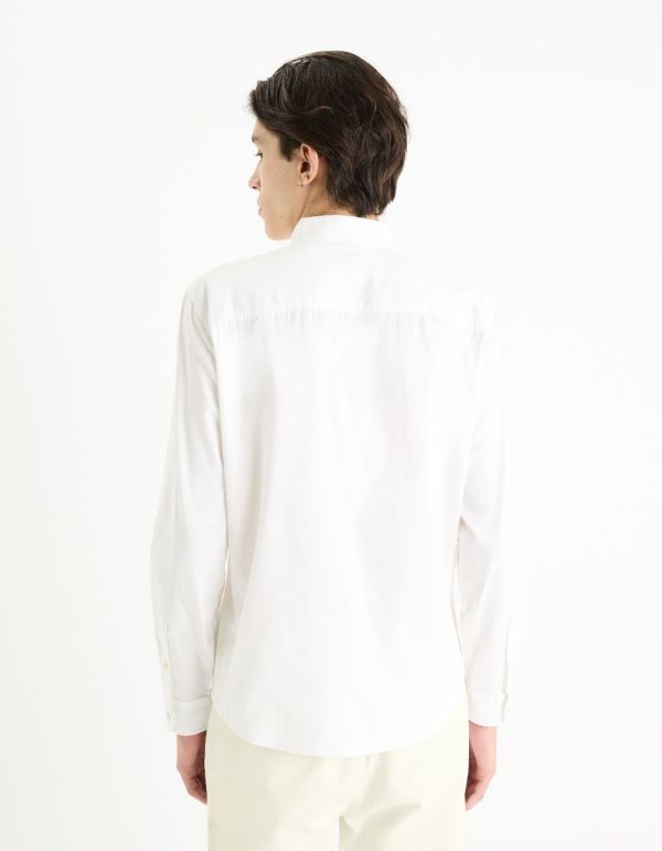 Chemise col boutonné regular 100% coton - blanc