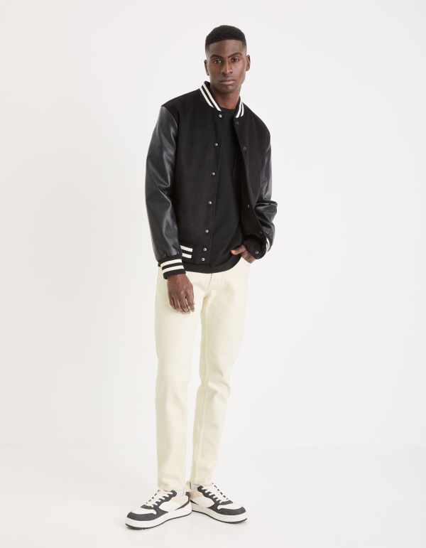 Teddy manches imitation cuir - noir