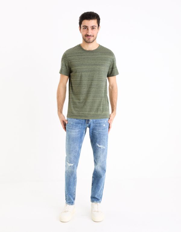 T-shirt col rond straight coton mélangé - marine