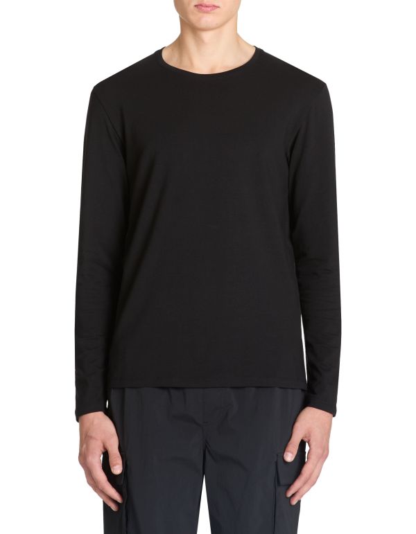 T-shirt col o uni en coton stretch - noir