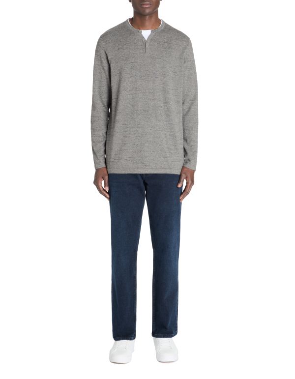 Pull col tunisien 100% coton - gris chine