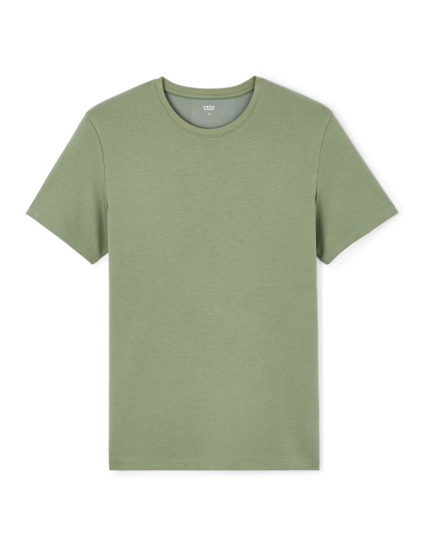 T-shirt straight col rond coton mélangé - vert
