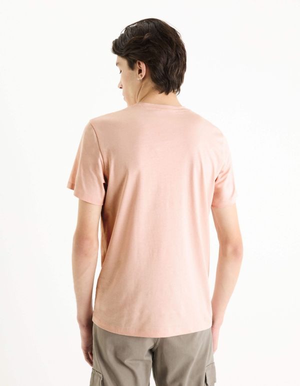 T-shirt col rond straight 100% coton - rose