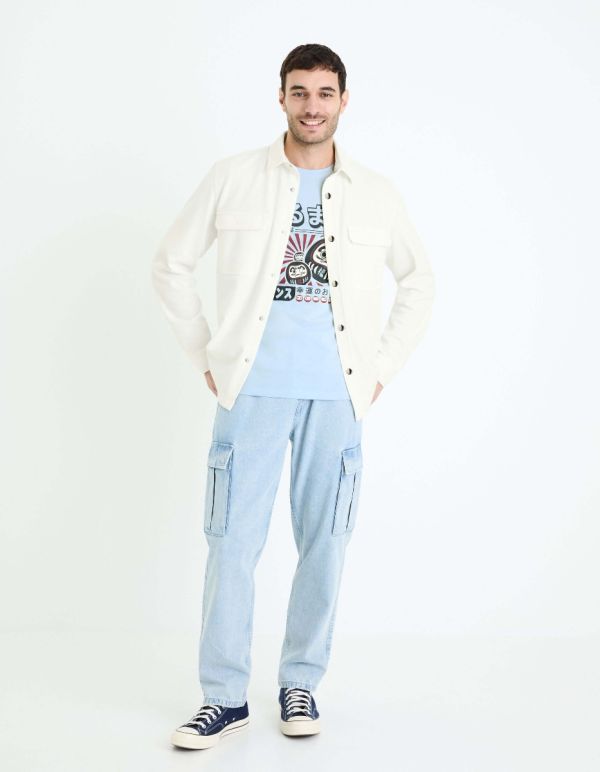 T-shirt col rond straight 100% coton - bleu clair