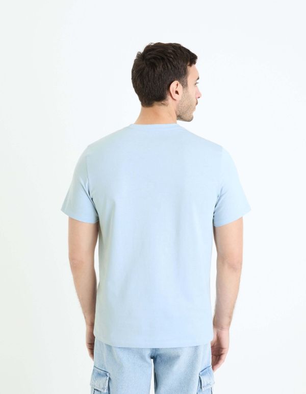 T-shirt col rond straight 100% coton - bleu clair