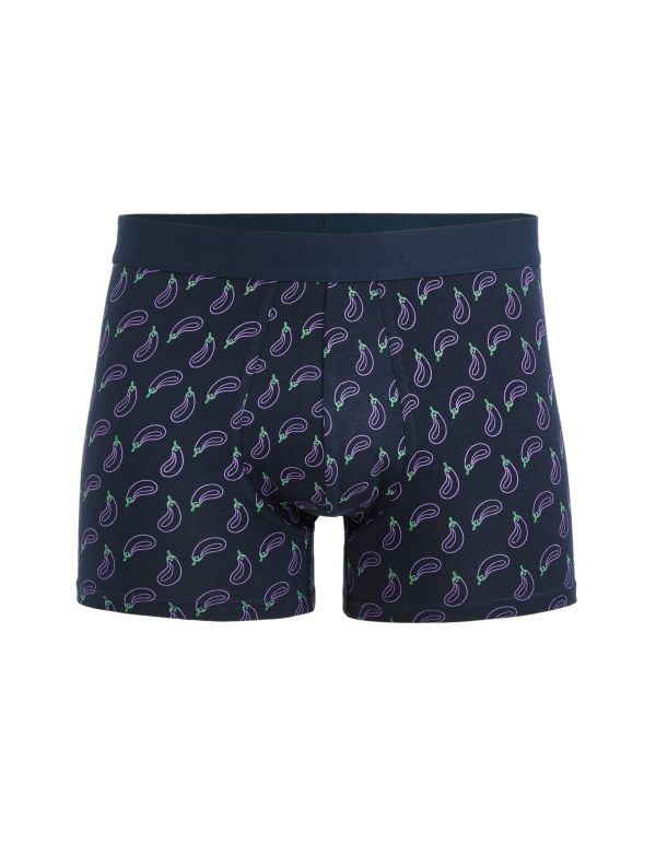 Boxer en coton stretch aubergine - marine