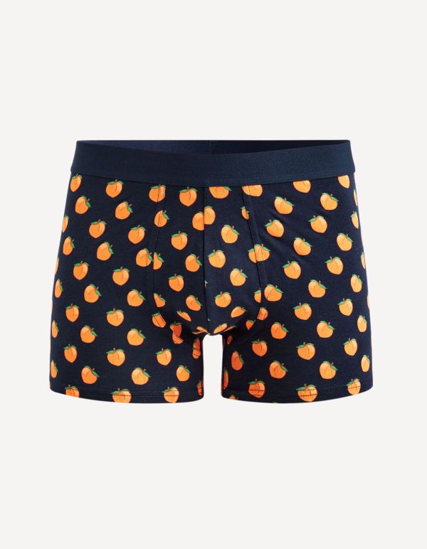 Boxer coton stretch motifs pêches - marine