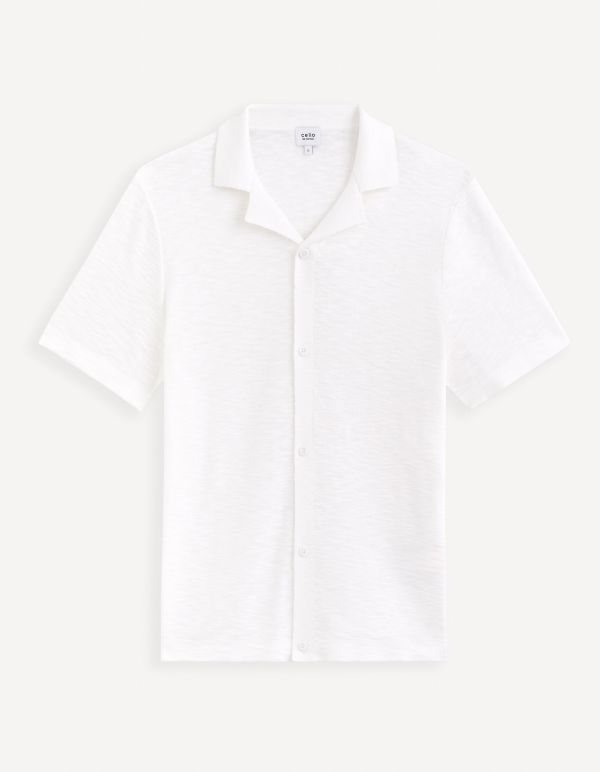 Chemisette jersey en coton et lin - blanc