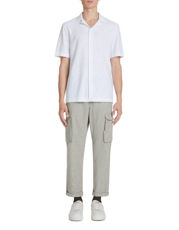 Chemisette jersey en coton et lin - blanc