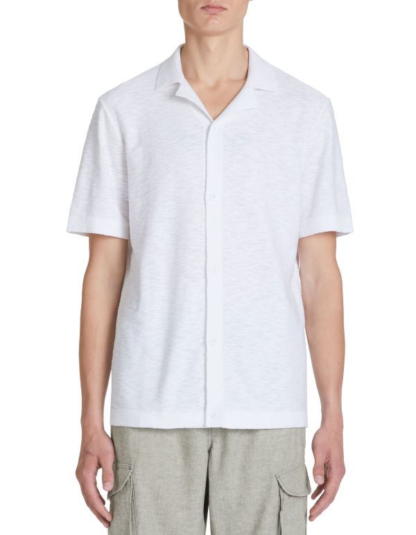 Chemisette jersey en coton et lin - blanc