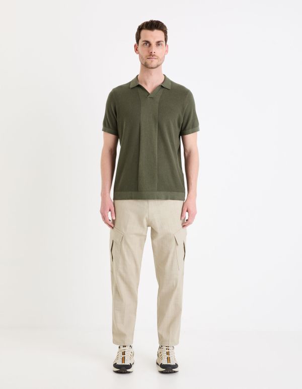 Polo jersey regular en coton lin - kaki