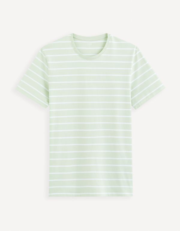 T-shirt straight 100% coton rayé - aqua