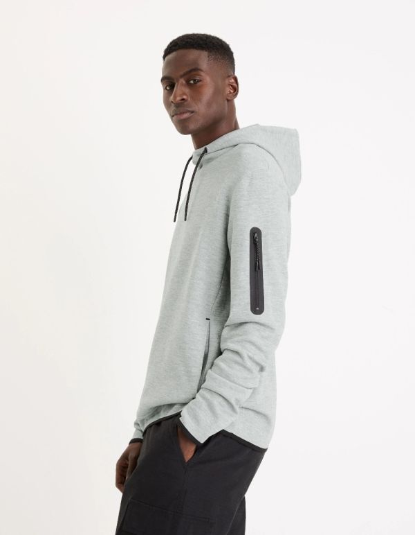 Sweat à capuche skinny coton mélangé - gris