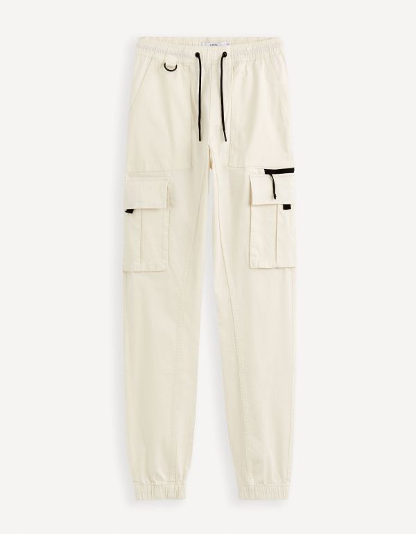 Pantalon cargo coton stretch - écru