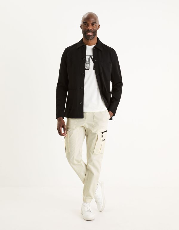 Pantalon cargo coton stretch - écru