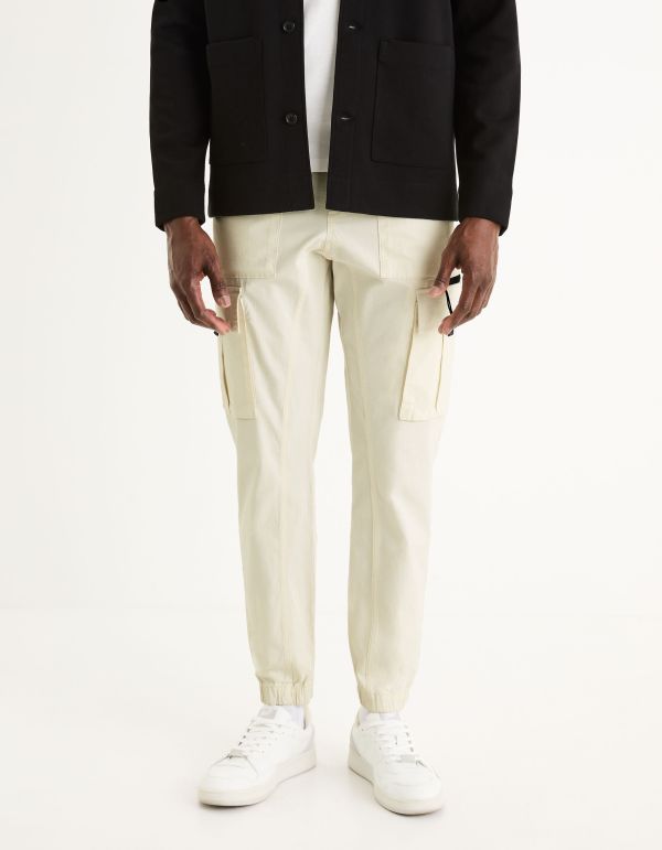Pantalon cargo coton stretch - écru