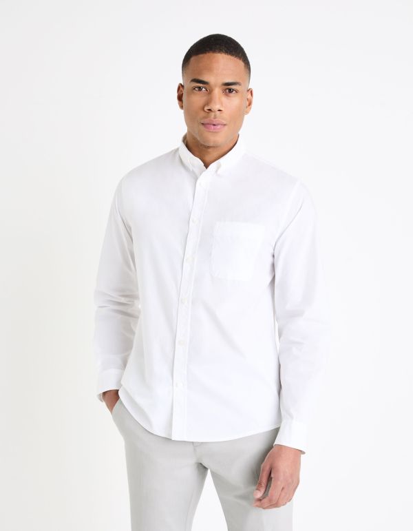 Chemise col boutonné regular 100% coton - blanc