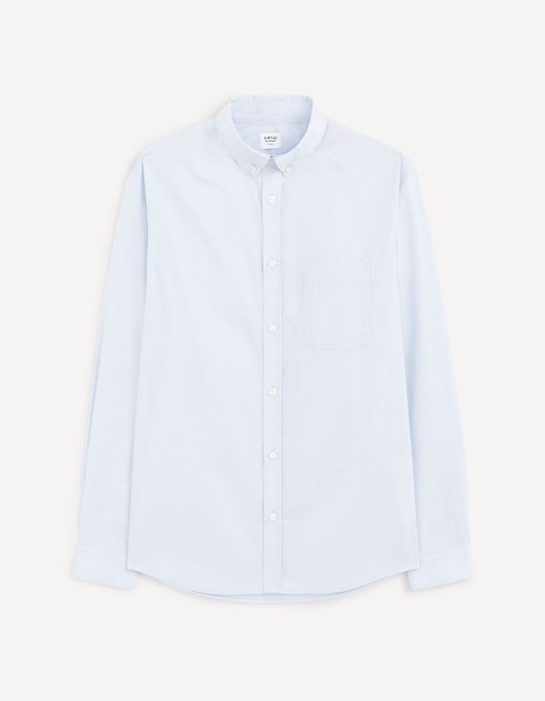 Chemise col boutonné regular 100% coton - bleu clair