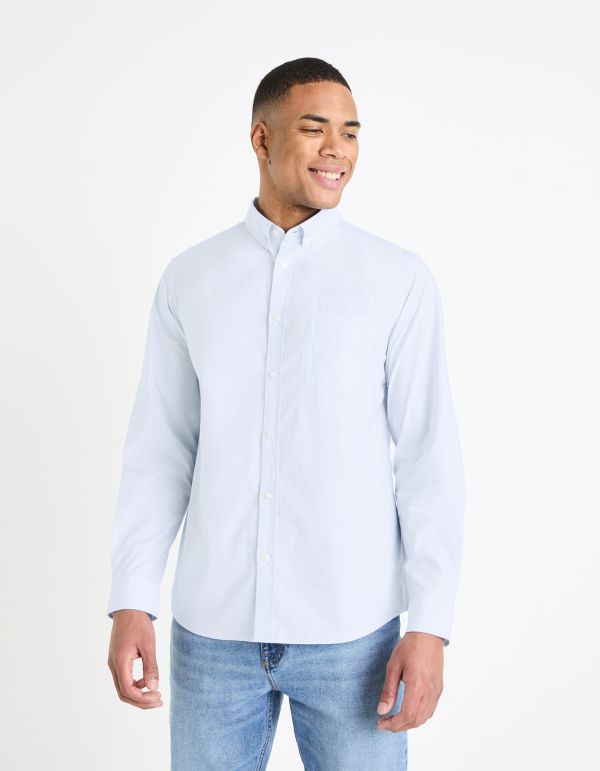 Chemise col boutonné regular 100% coton - bleu clair
