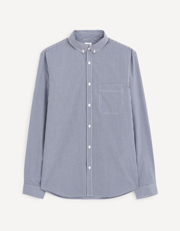 Chemise col boutonné regular 100% coton - bleu foncé
