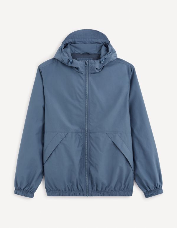 Blouson à capuche coton mélangé - bleu