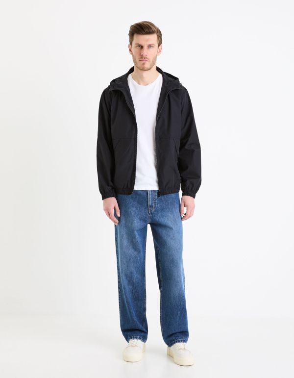 Blouson à capuche coton mélangé - noir