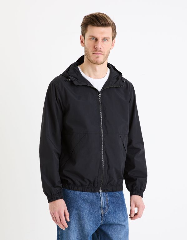 Blouson à capuche coton mélangé - noir