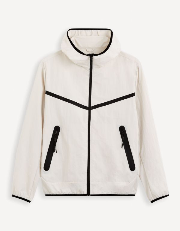 Blouson zippé à capuche - blanc