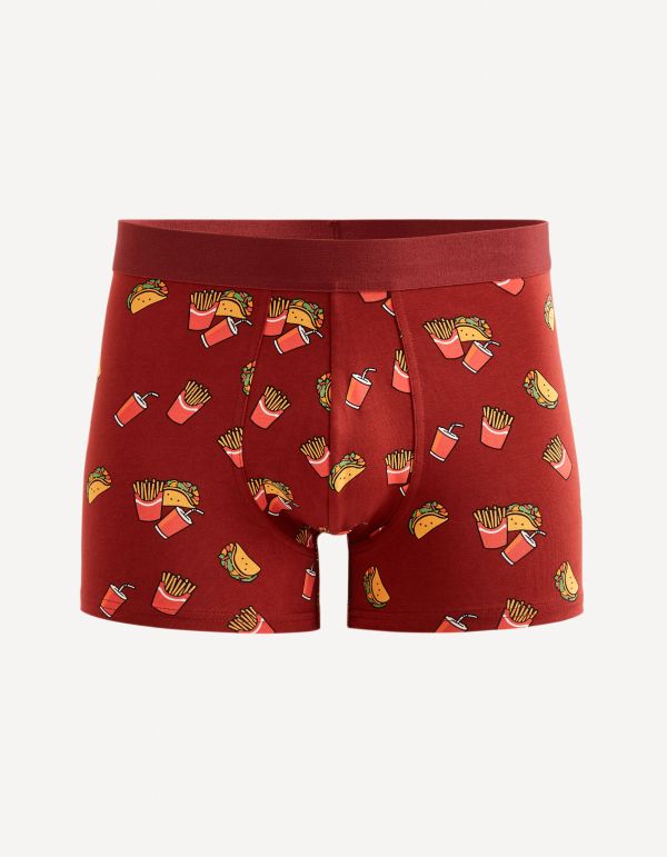 Boxer motifs fast food coton stretch - rouge