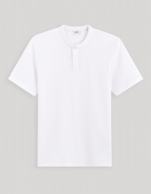 Polo col mao 100% coton - blanc
