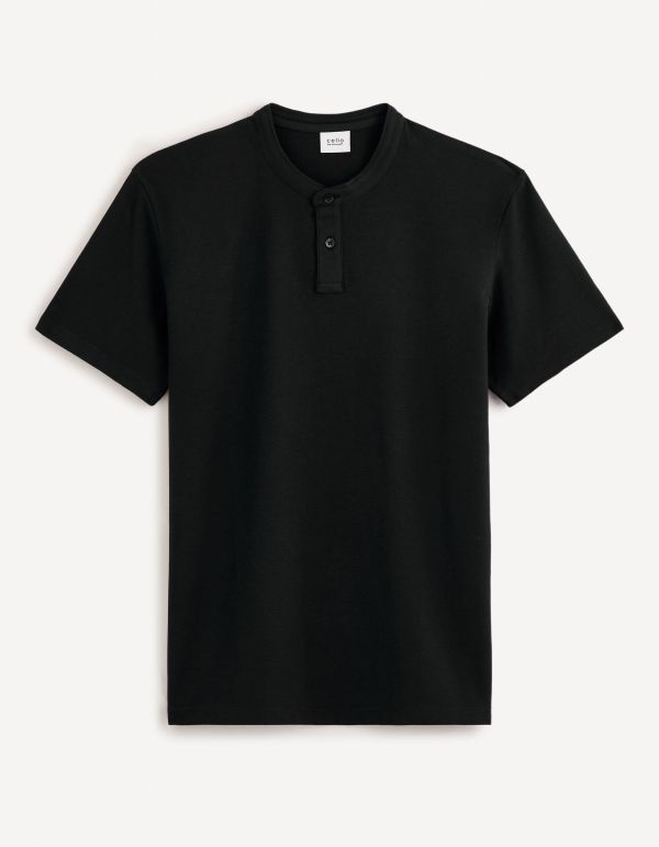 Polo col mao 100% coton - noir
