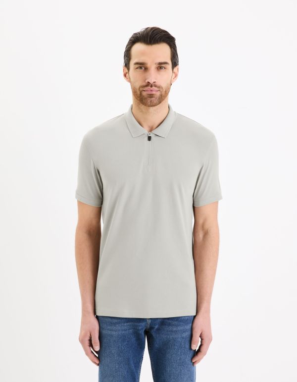 Polo piqué en coton supima stretch - gris