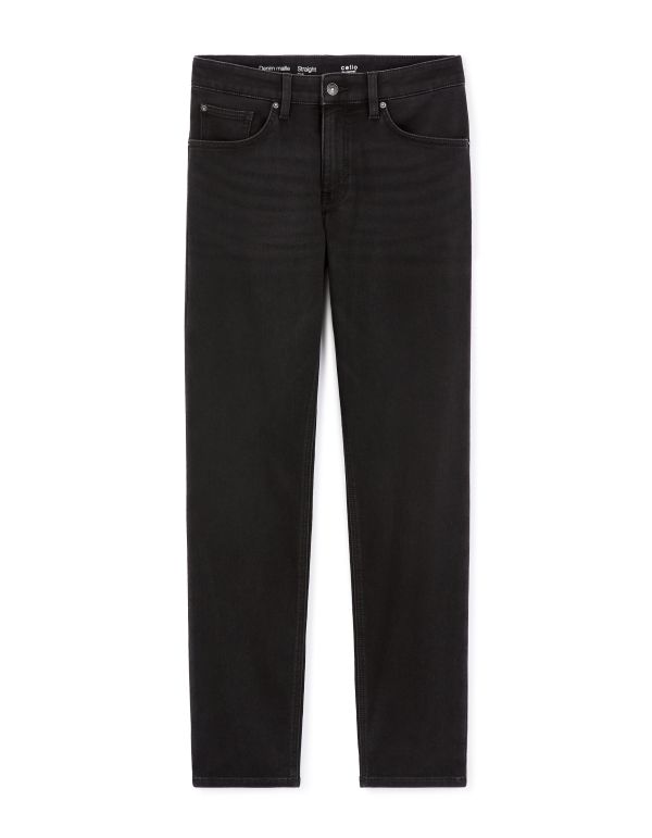 Jean straight 100% coton stretch c15 3 longueurs - noir