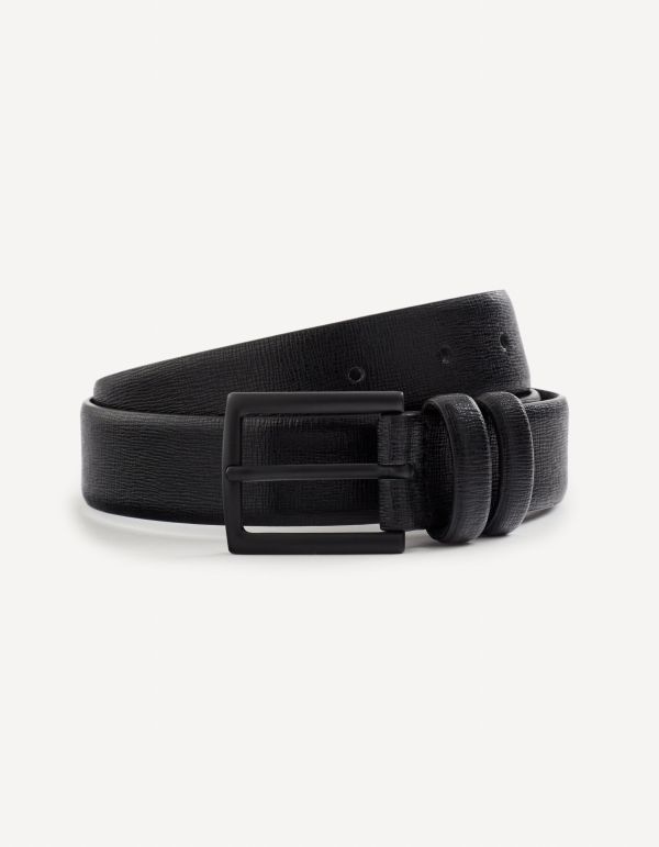 Ceinture en cuir safiano- noir