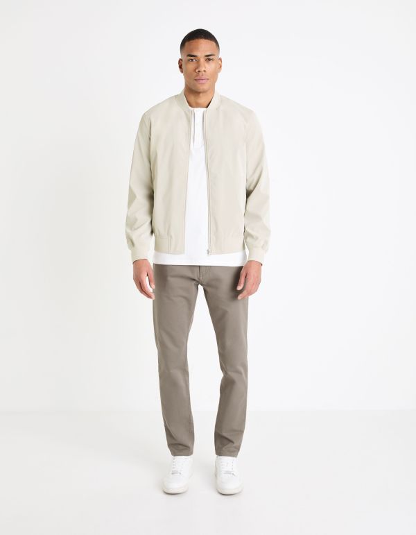 T-shirt col henley straight stretch - beige