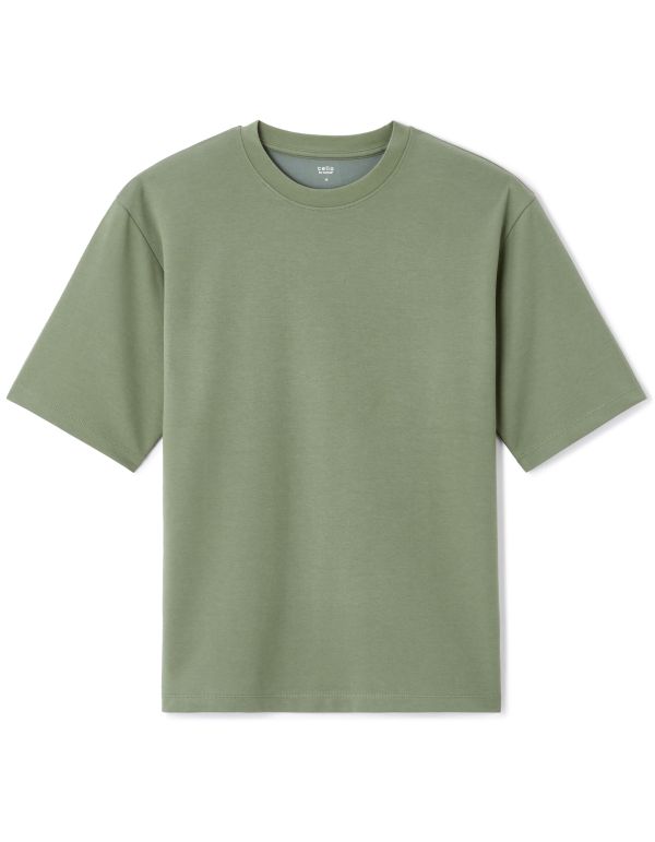 T-shirt infroissable oversize col rond - vert