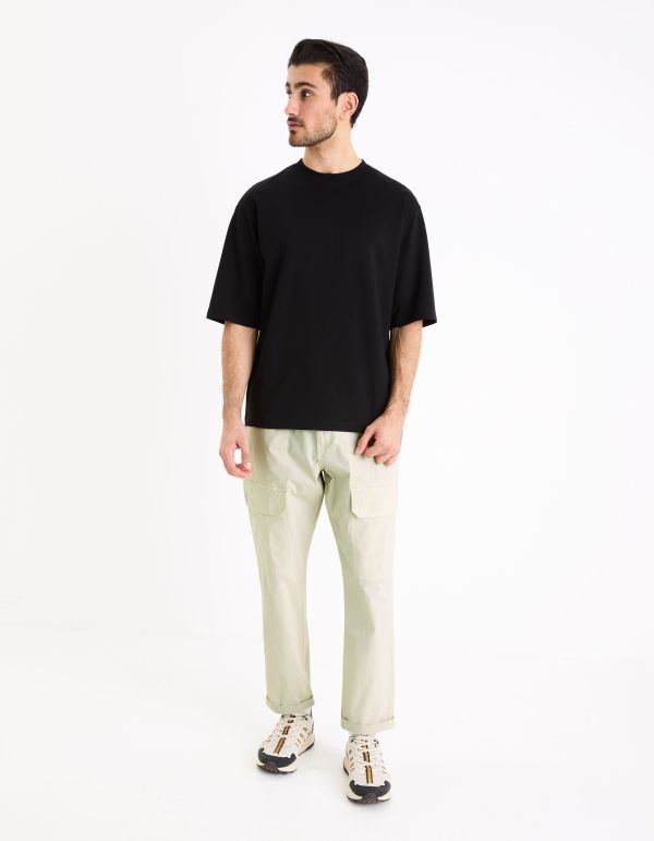 T-shirt col rond oversize coton mélangé - noir