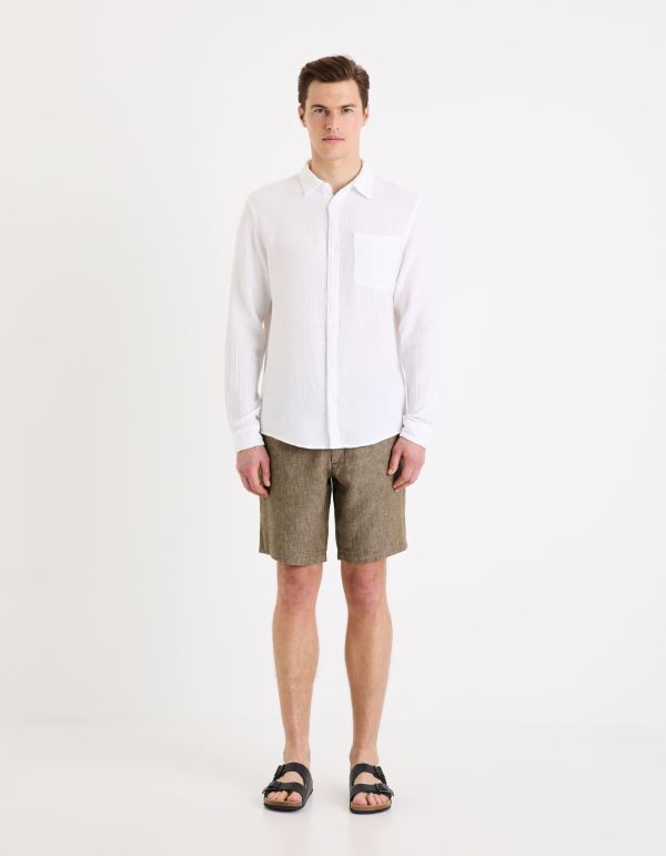 Chemise regular en gaze de coton - blanc