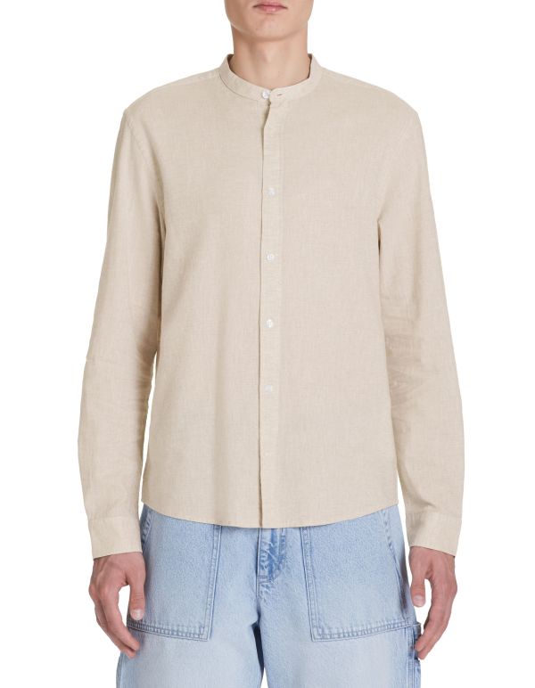 Chemise regular en lin et coton - écru